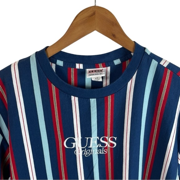 TS943 Men’s GUESS Originals Y2K Striped Streetwear T Shirt L - Picture 2 of 4